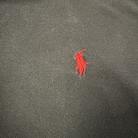 Polo Ralph Lauren Polo Shirt Mens Medium Black Pique Short Sleeve Red Pony Logo - Picture 3 of 10